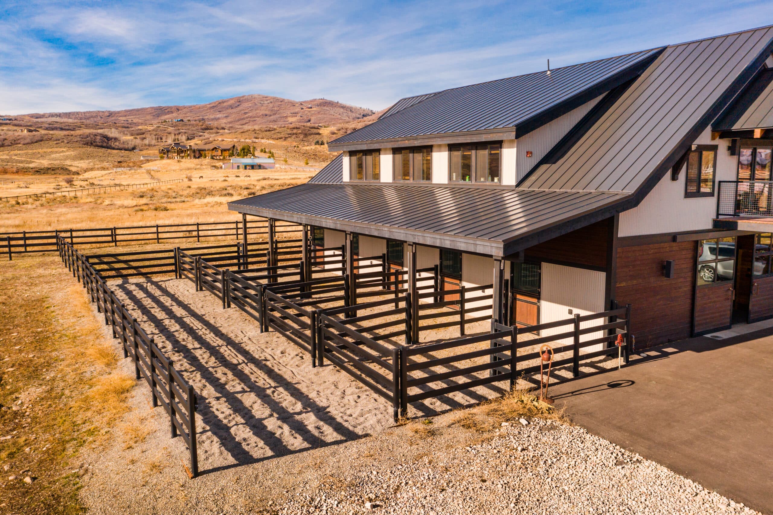 Premium Steel Post and Rail - Day yard horse fence 3 Rail- Black
