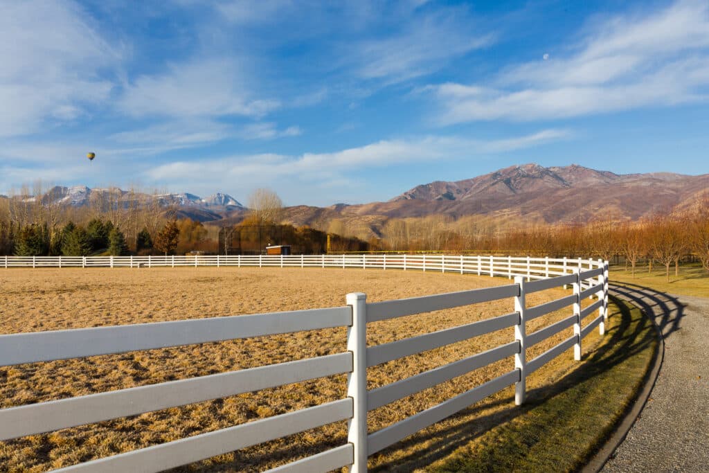 Steel post and rail fencing