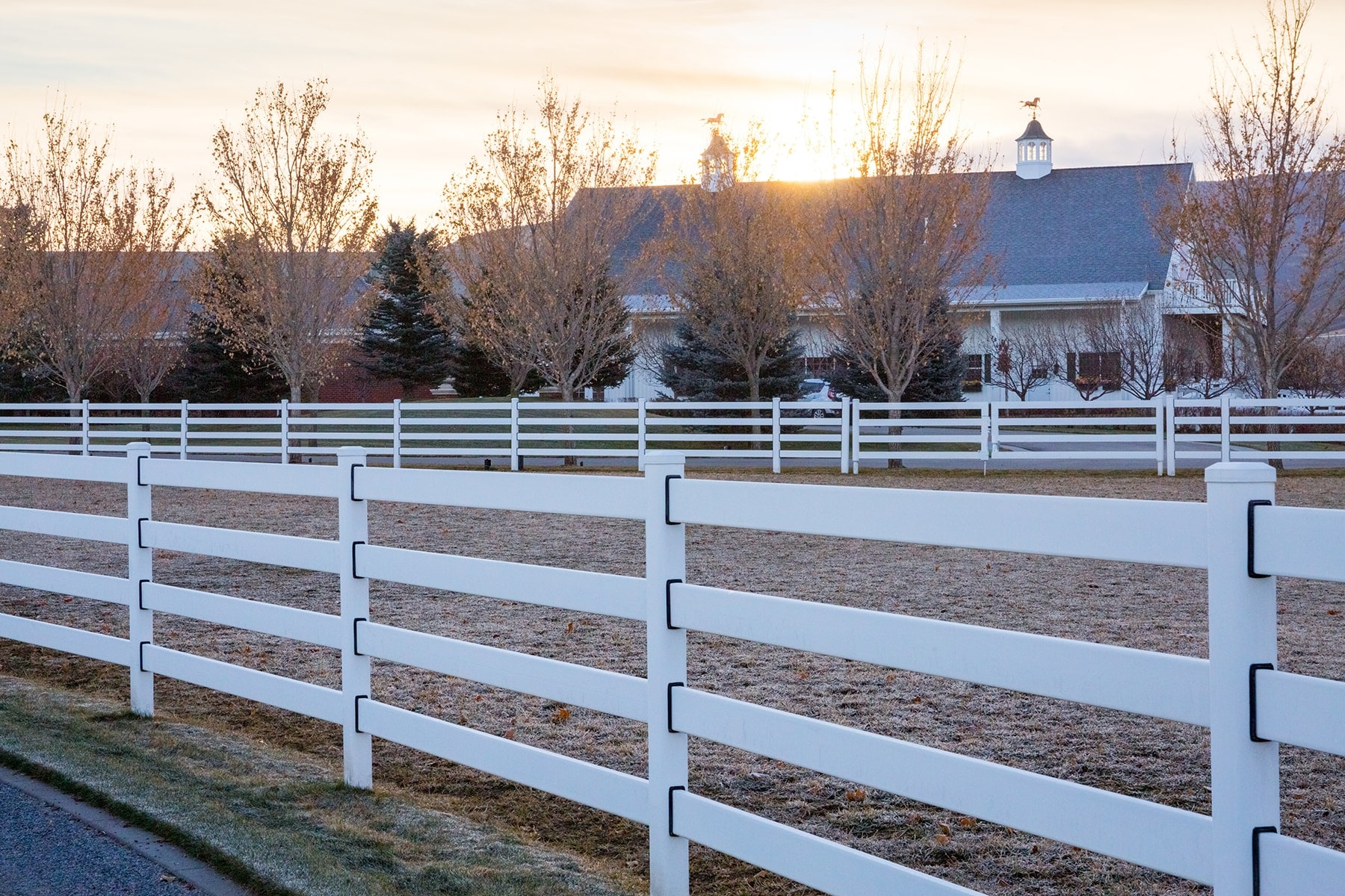 4 rail white - premium steel post and rail fencing from Stock and Noble - Buckley fencing system