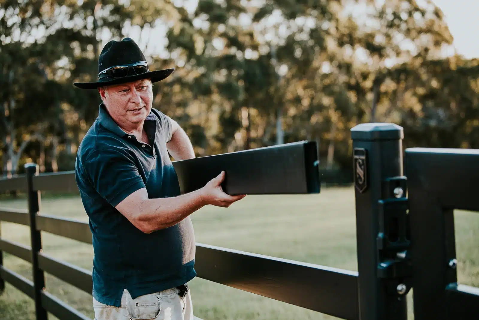 Premium steel post and rail fence by Stock & Noble